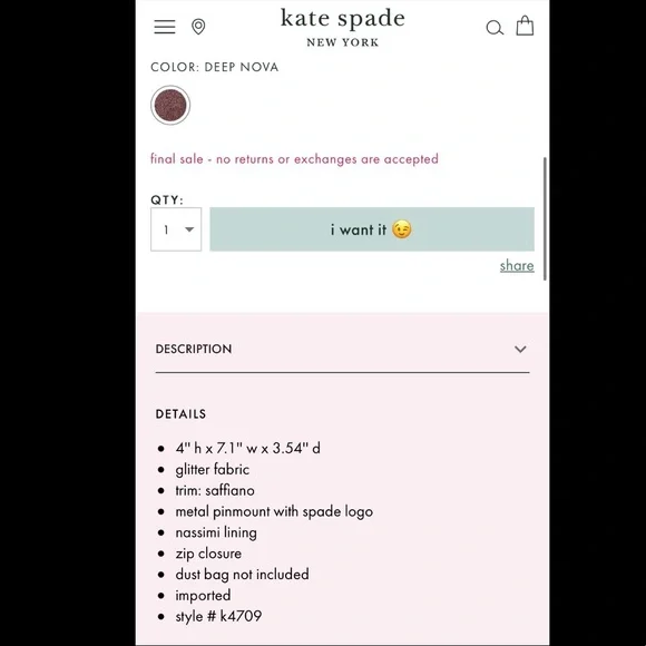 Kate Spade Glitter Make Up Bag - Picture 7 of 7